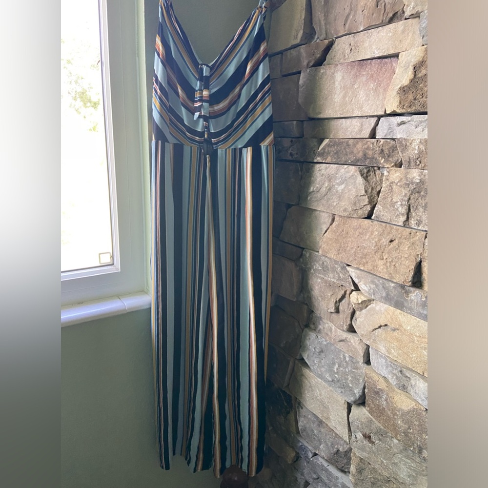 28” waist Navena Rae jumper striped blue rayon smocking on back long